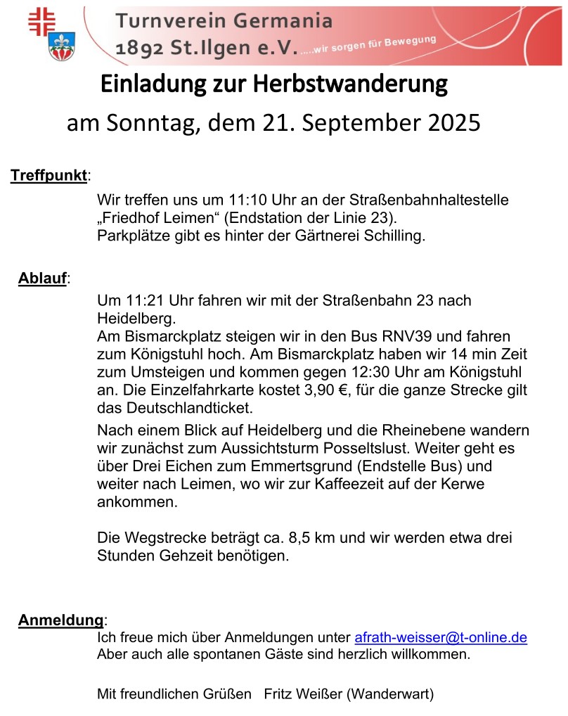 Herbstwanderung 2025 Einladung